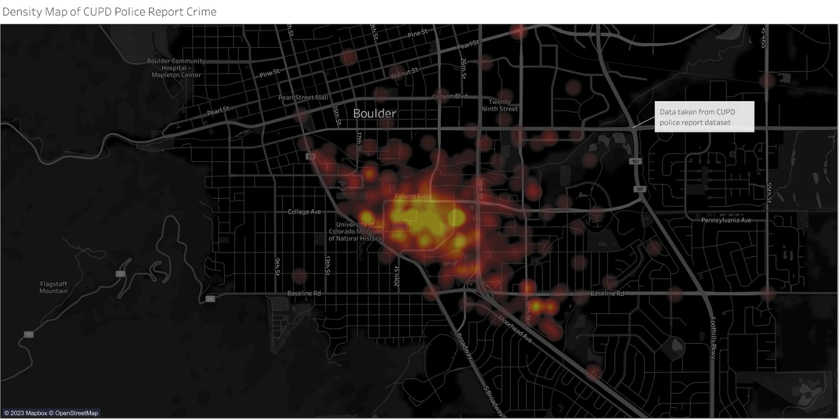CU Boulder Police Department Heatmap